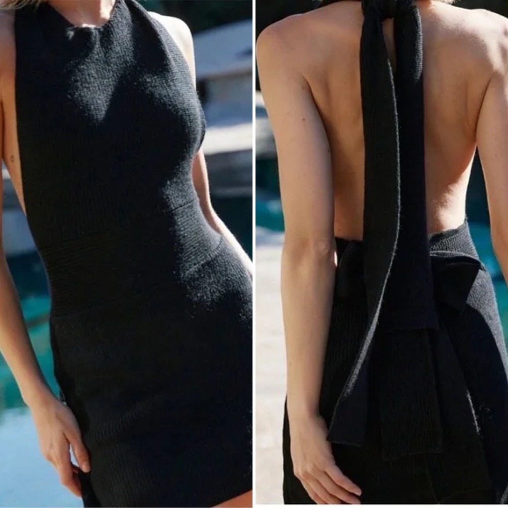 NEW Free People Beach Orchid Convertible Knit Dress Size XS‎ Black Open Back